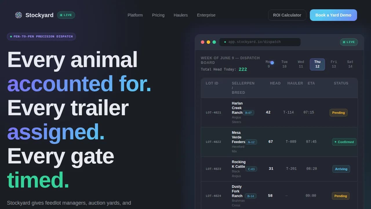 Stockyard — Expert Livestock Trading Landing Page Template