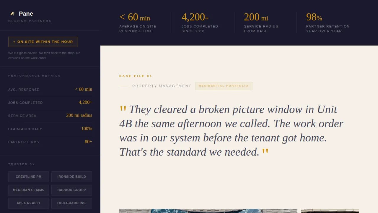 Clarity — Premium Glass Repair Landing Page Template