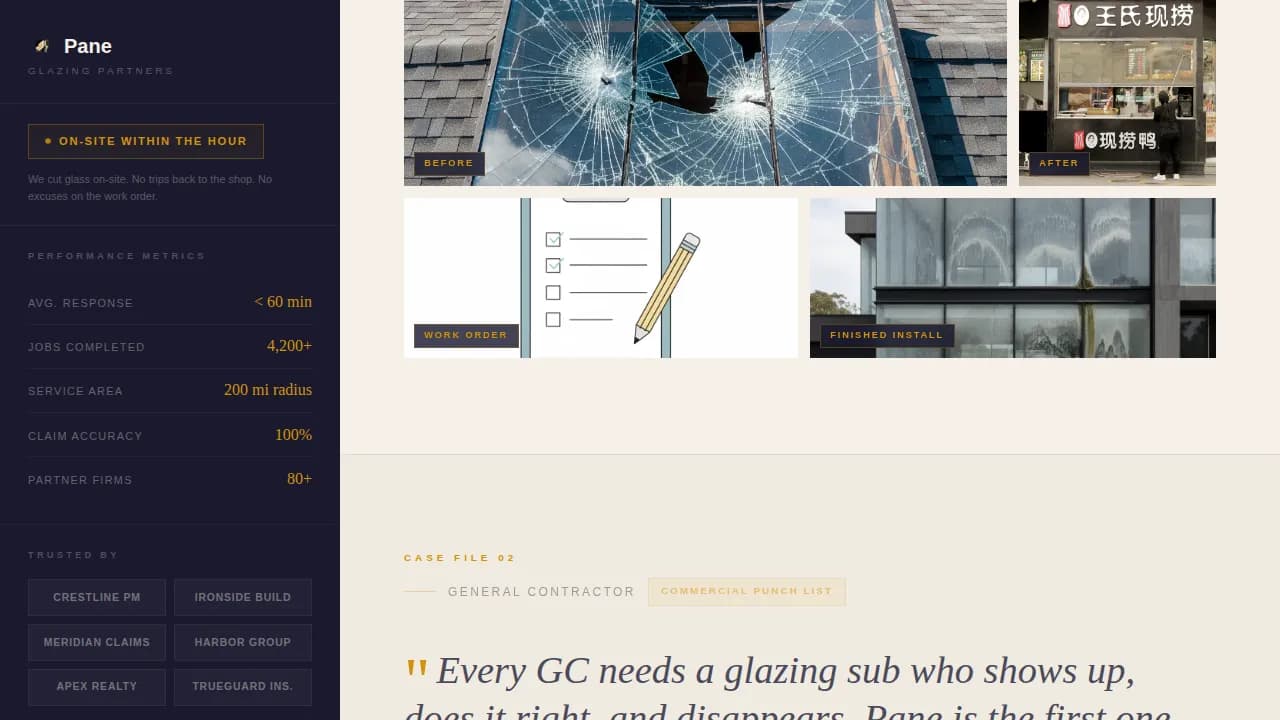 Clarity — Premium Glass Repair Landing Page Template