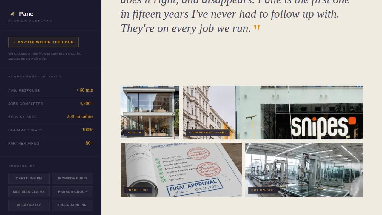 Clarity — Premium Glass Repair Landing Page Template
