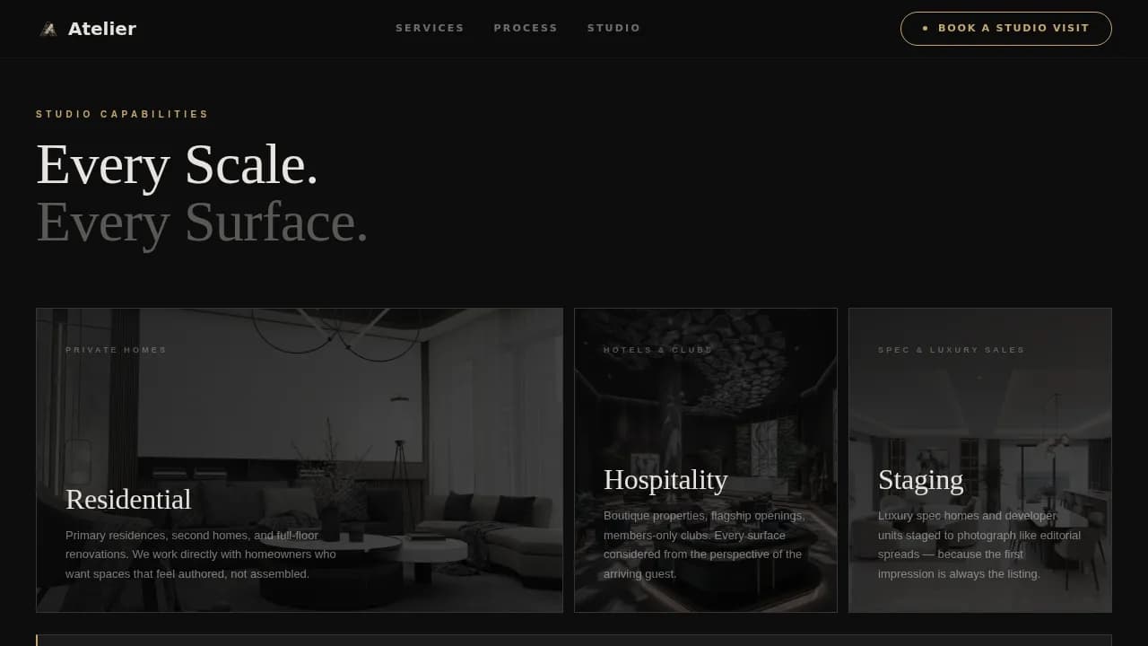 Interior Design Studio Booking Website Template