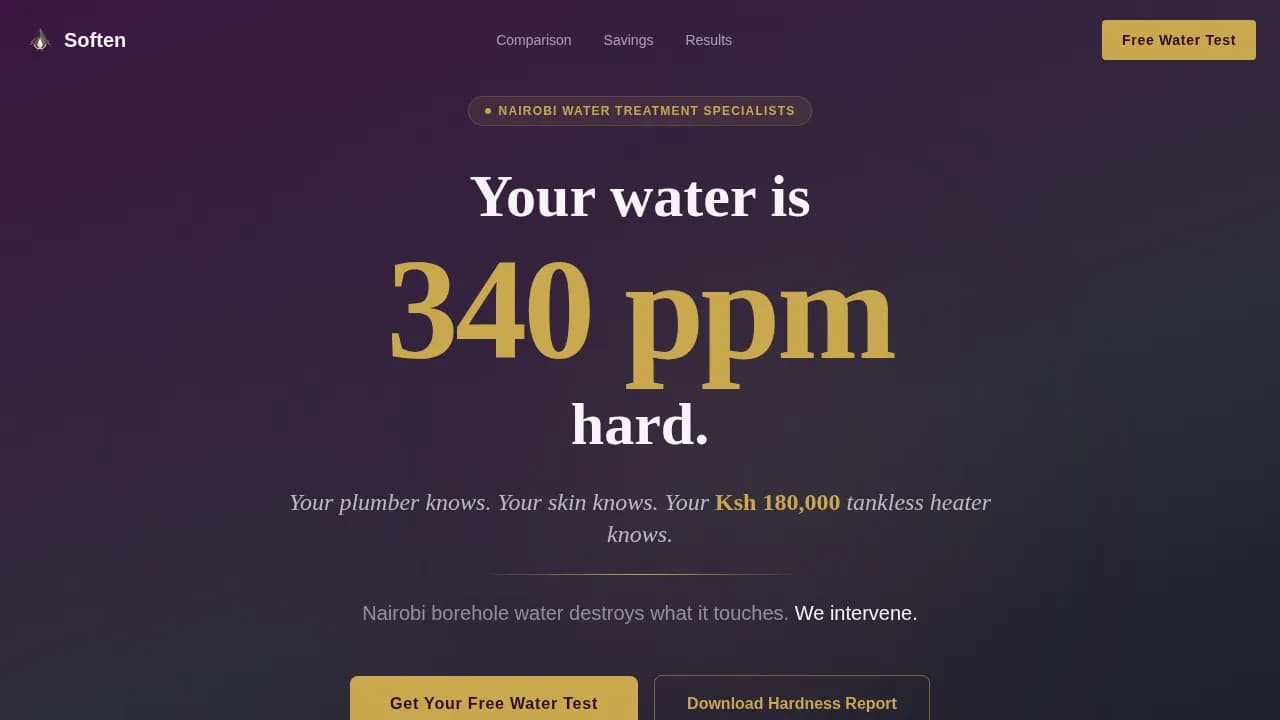 Soften — Smart Water Filtration Landing Page Template