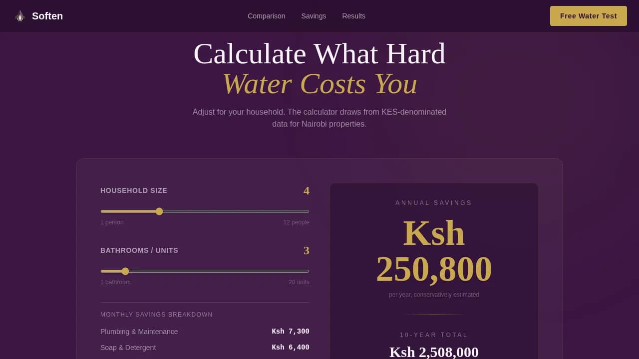 Soften — Smart Water Filtration Landing Page Template