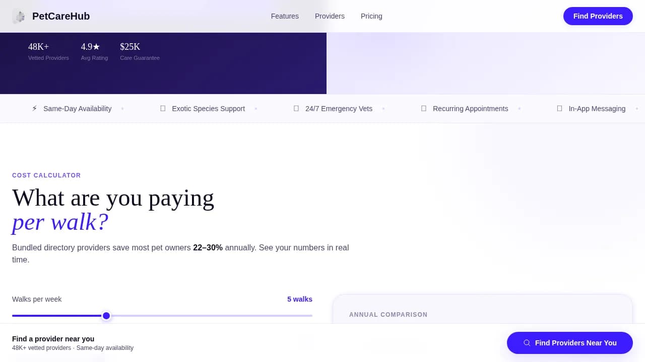 Finder — Premium Pet Care Discovery Landing Page Template