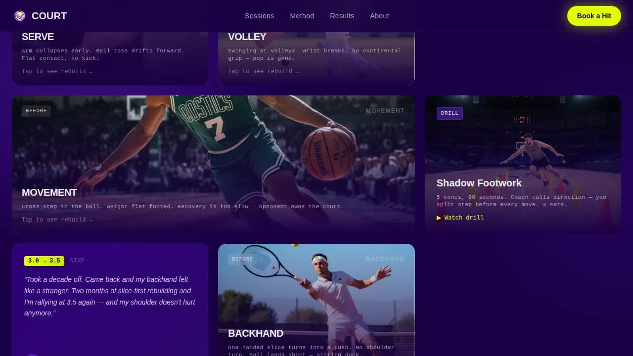 Volley — Tennis Coaching Landing Page Template