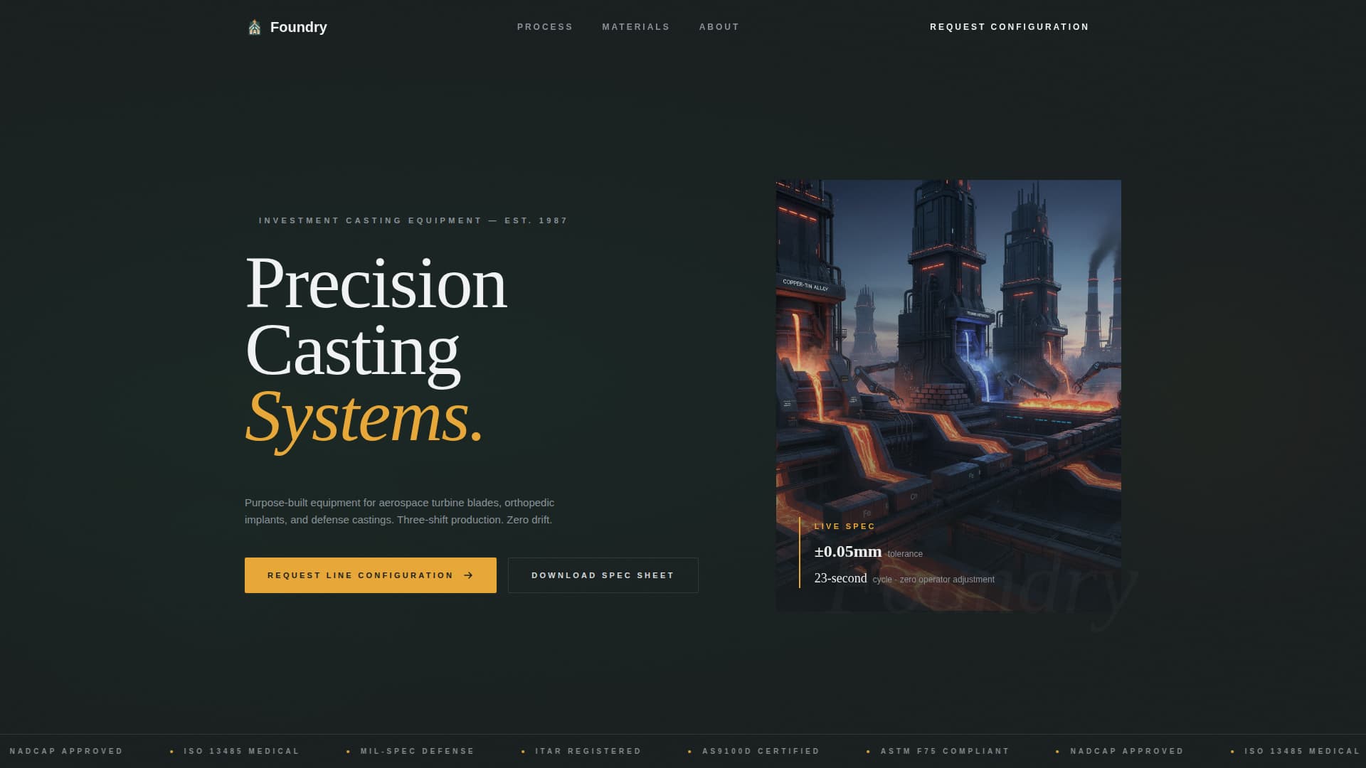 Foundry - Precision Casting Landing Page Template