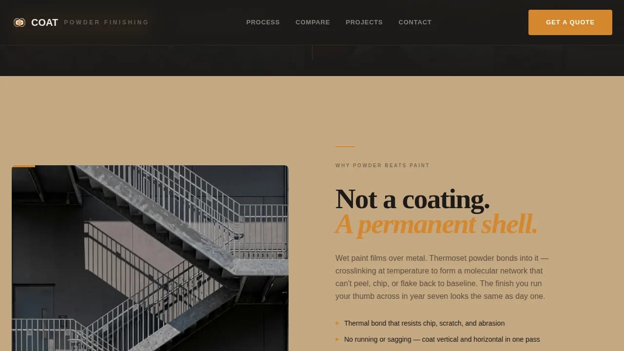 Finish — Premium Powder Coating Landing Page Template