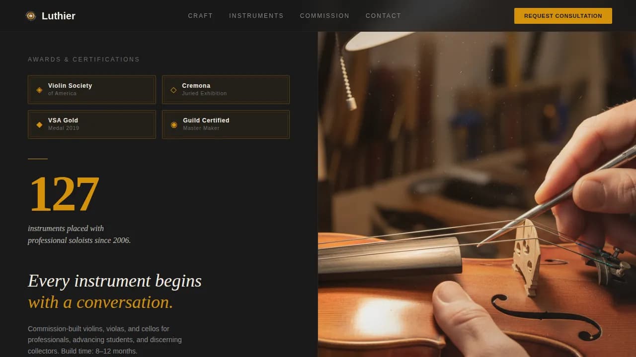 Craft — Precision Violin Maker Landing Page Template