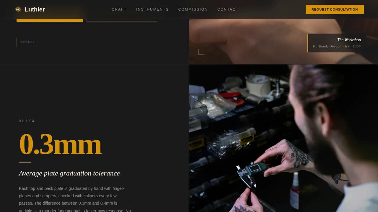 Craft — Precision Violin Maker Landing Page Template