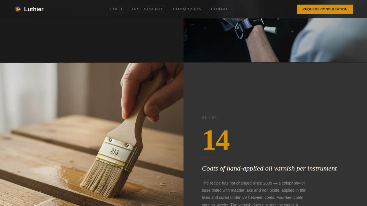 Craft — Precision Violin Maker Landing Page Template