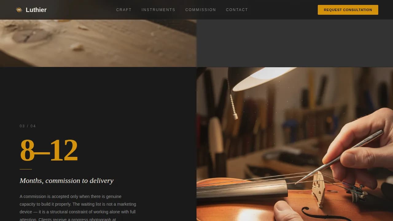 Craft — Precision Violin Maker Landing Page Template