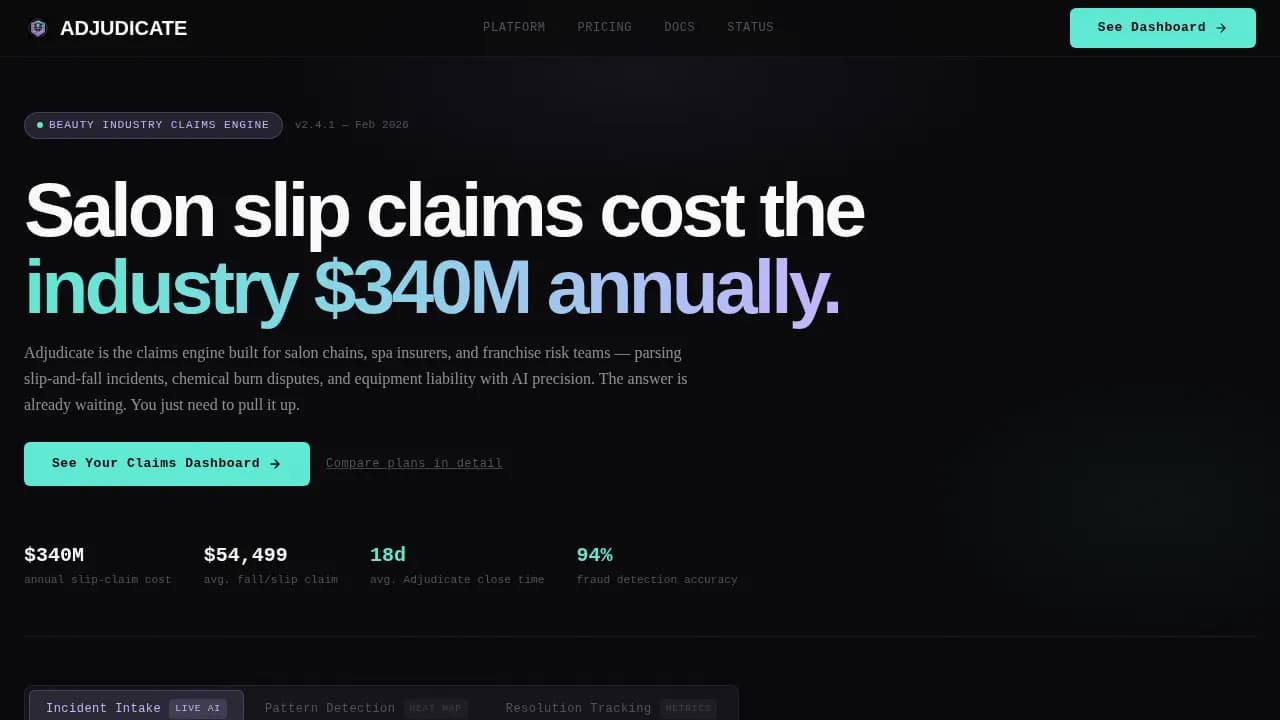 Resolve — AI-Powered Salon Claims Landing Page Template