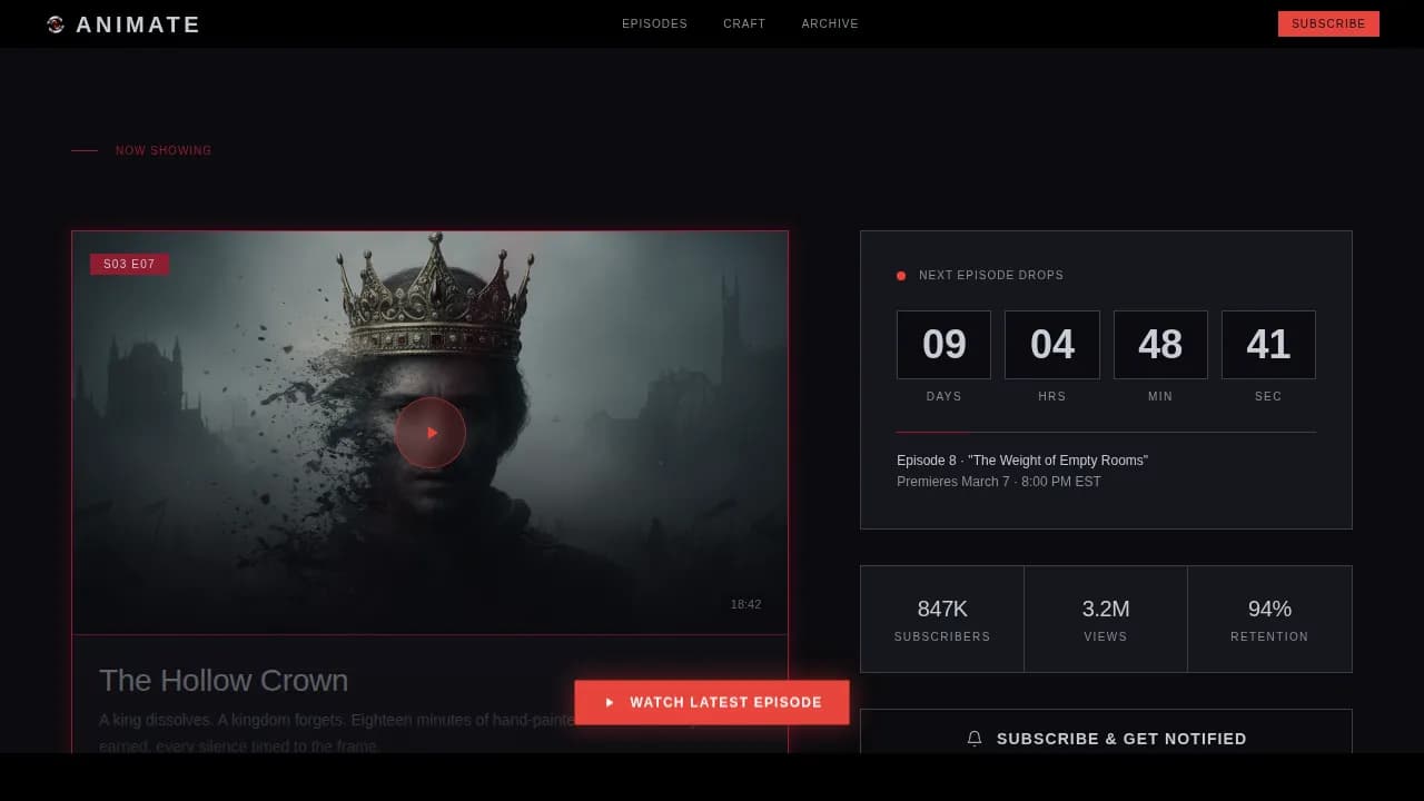 Cinema — Premium Visual Storytelling Landing Page Template