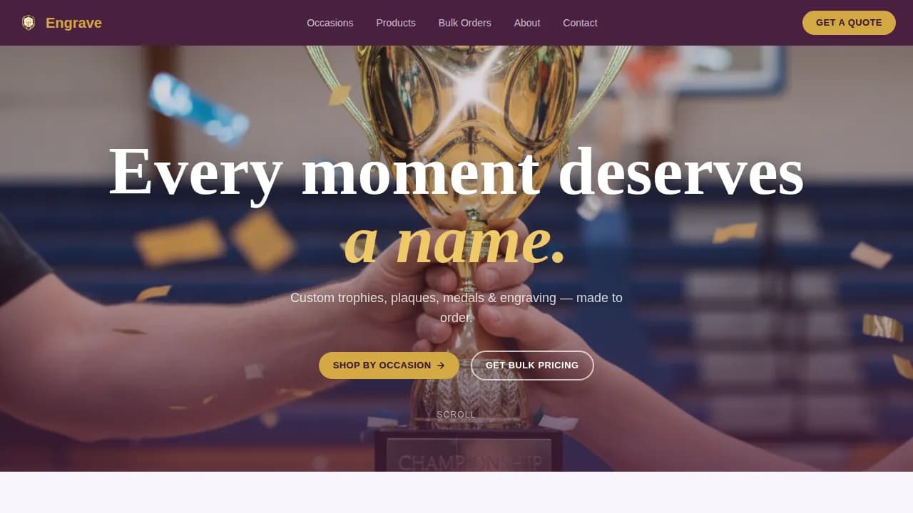 Honor — Bespoke Recognition Services Landing Page Template