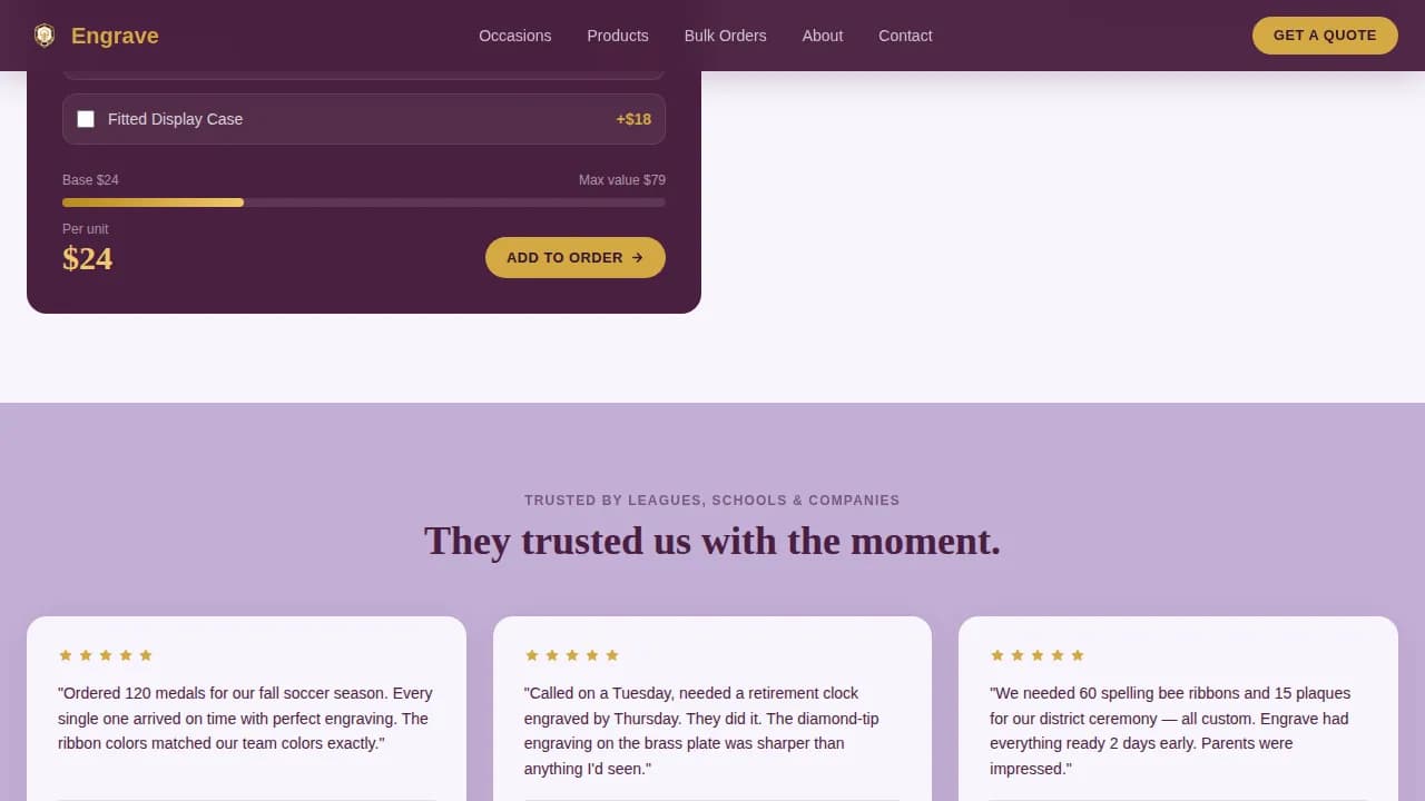 Honor — Bespoke Recognition Services Landing Page Template