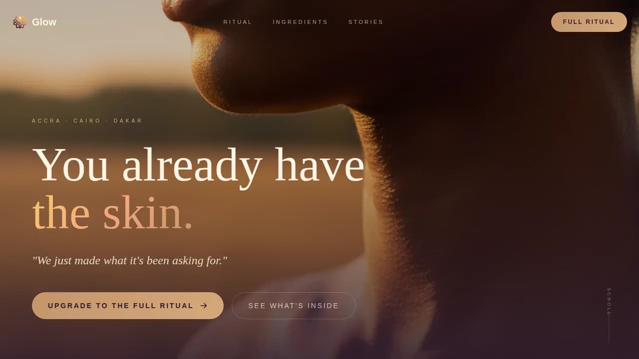 Glow — Luxe Melanin Skincare Landing Page Template