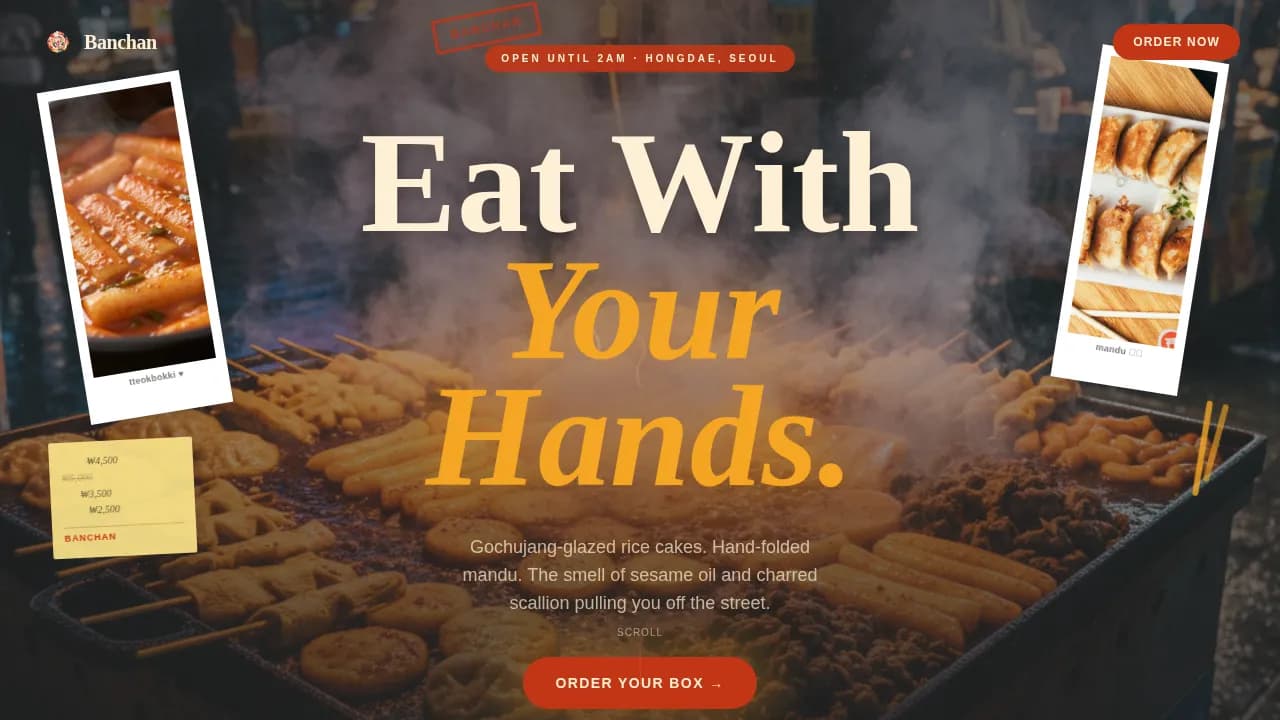 Flavor — Authentic Korean Street Food Landing Page Template