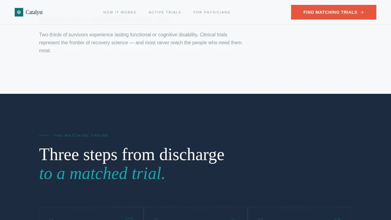 Recover — Clinical Stroke Recovery Trial Matching Landing Page Template