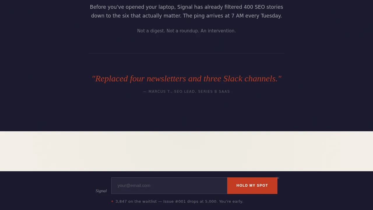 SEO & Content Newsletter Pre-Launch Website Template