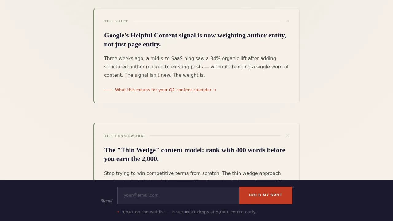 SEO & Content Newsletter Pre-Launch Website Template