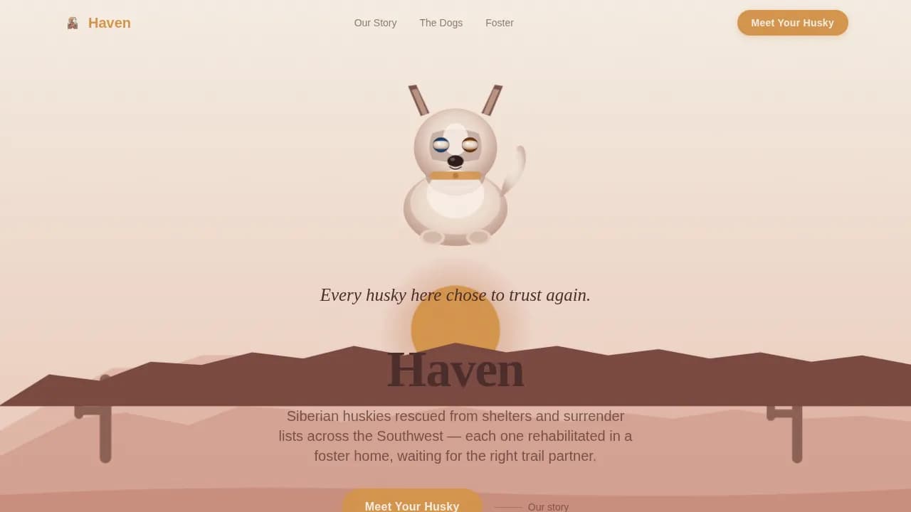 Rescue — Heartfelt Husky Adoption Landing Page Template