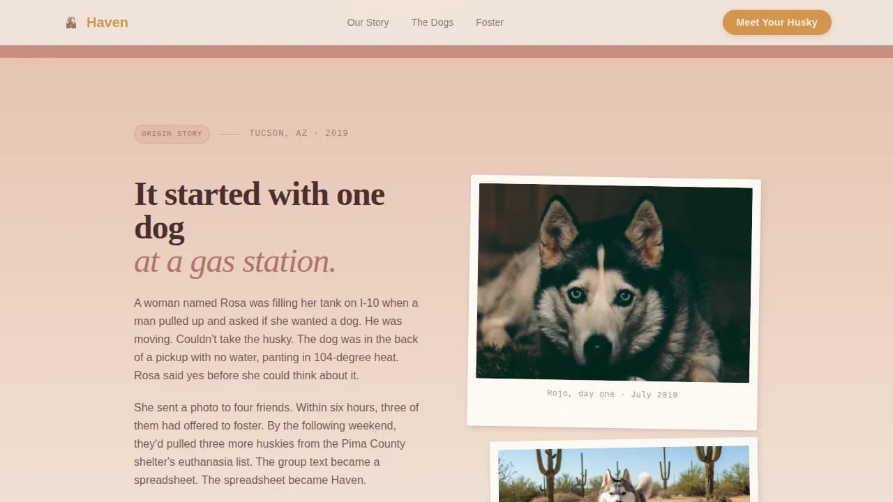 Rescue — Heartfelt Husky Adoption Landing Page Template