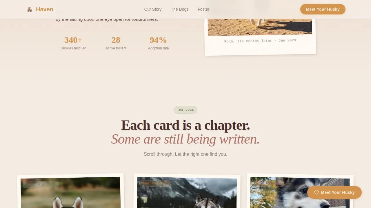 Rescue — Heartfelt Husky Adoption Landing Page Template