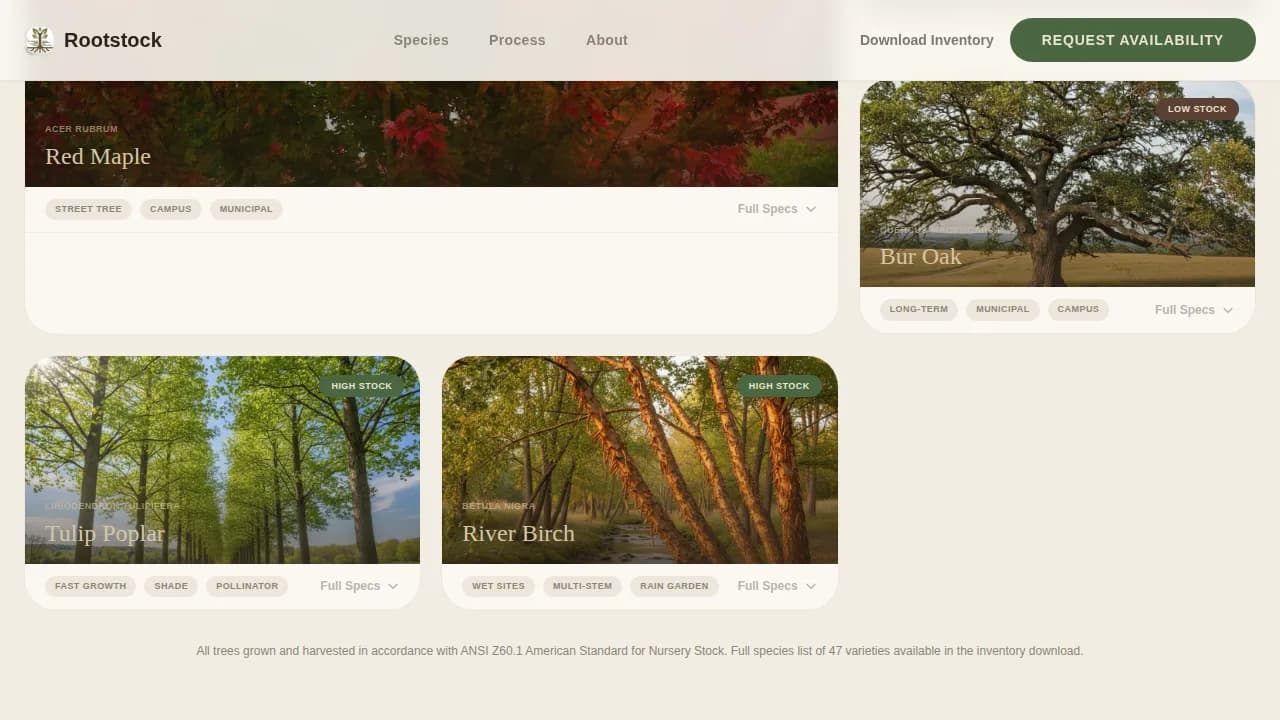 Rootstock - Agrarian Tree Farm Landing Page Template