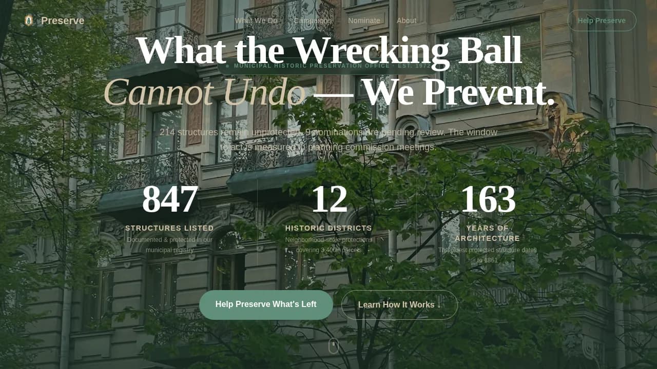 Historic Preservation Government Education Website Template
