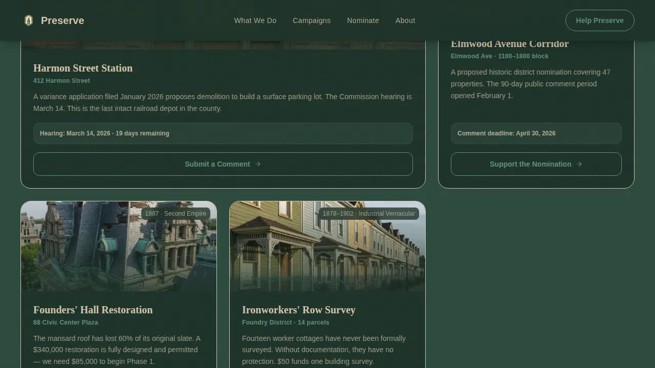 Historic Preservation Government Education Website Template