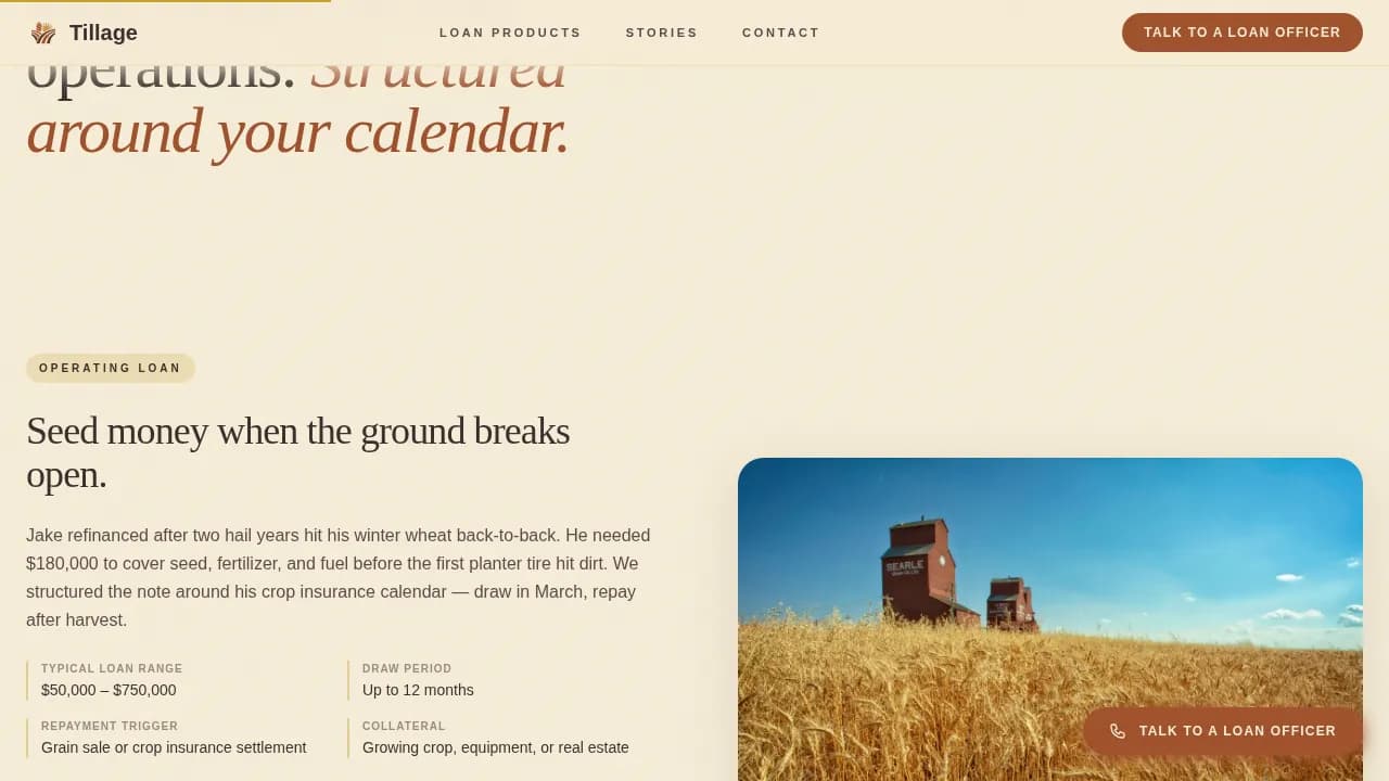 Cultivate — Sustainable Farm Financing Landing Page Template