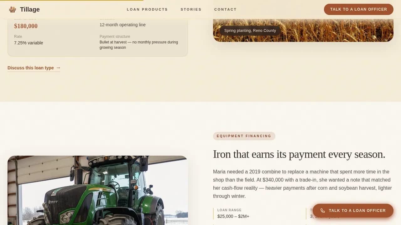Cultivate — Sustainable Farm Financing Landing Page Template