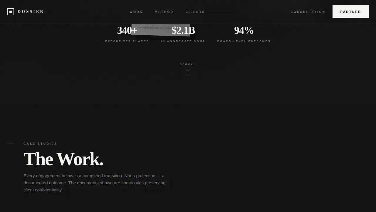 Dossier — Expert Executive Positioning Landing Page Template