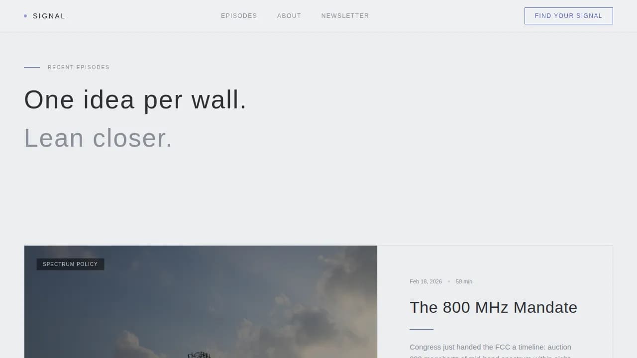 Signal — Premium Telecom Podcast Landing Page Template