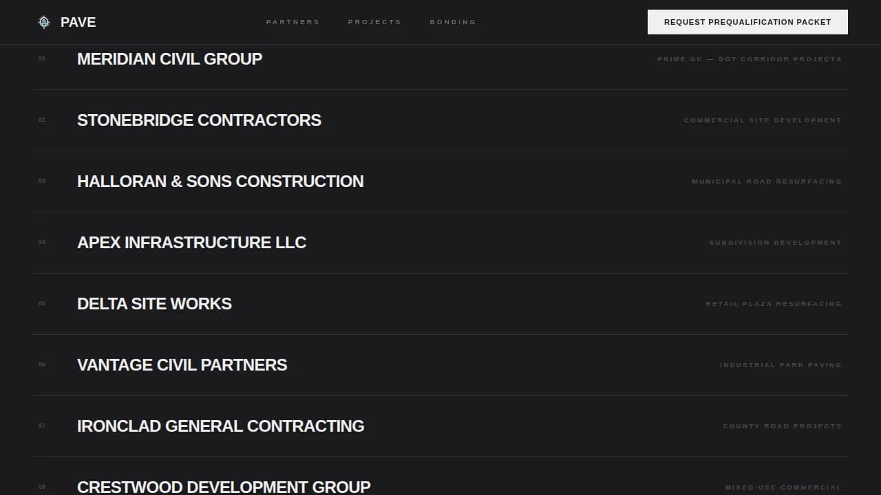 Construct — Licensed Asphalt Contractor Landing Page Template