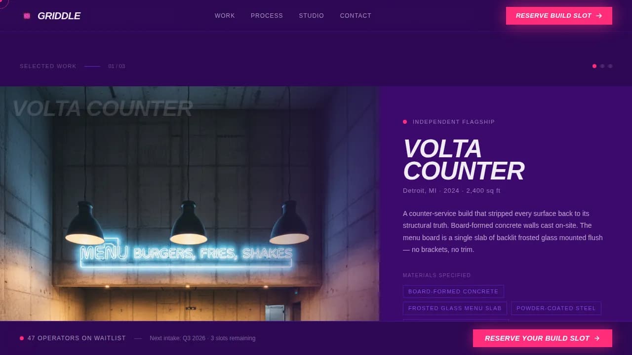 Kitchen — Modern Quick Service Studio Landing Page Template