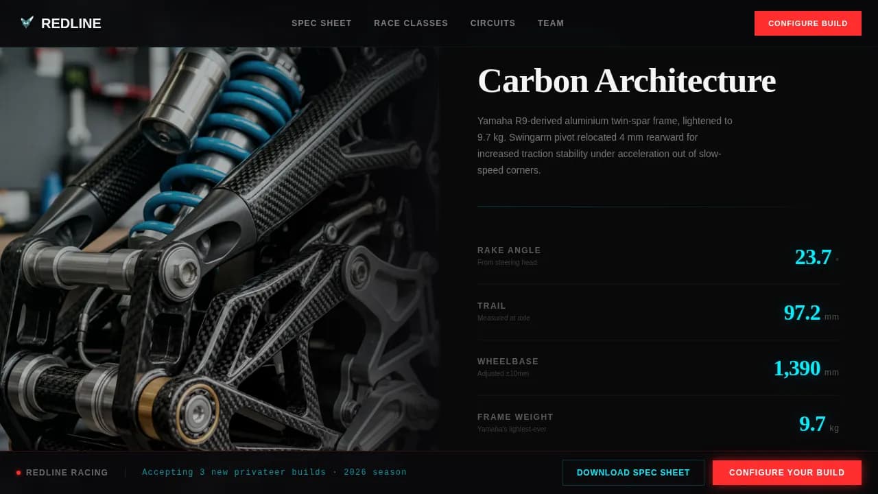 Throttle — Elite Motorsport Academy Landing Page Template