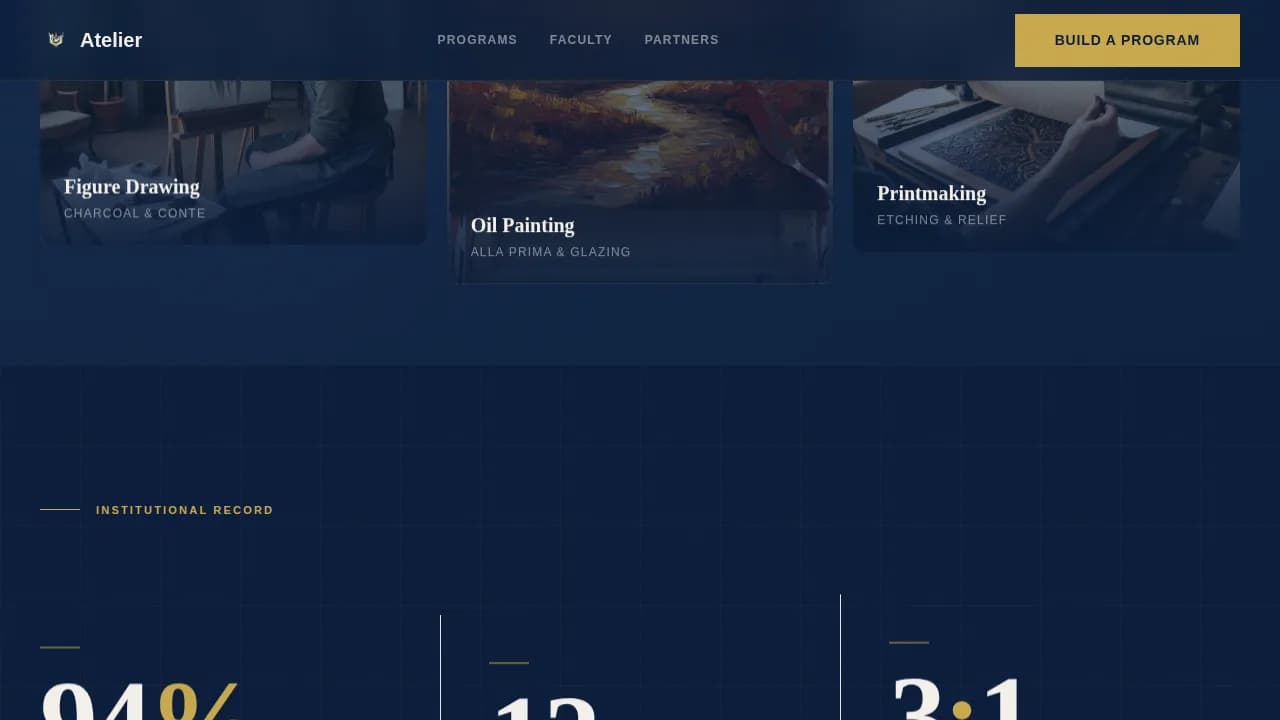 Studio — Prestigious Visual Arts Academy Landing Page Template