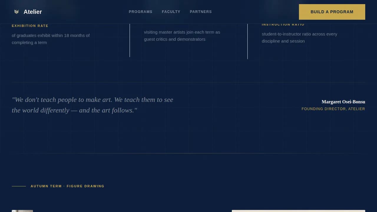 Studio — Prestigious Visual Arts Academy Landing Page Template