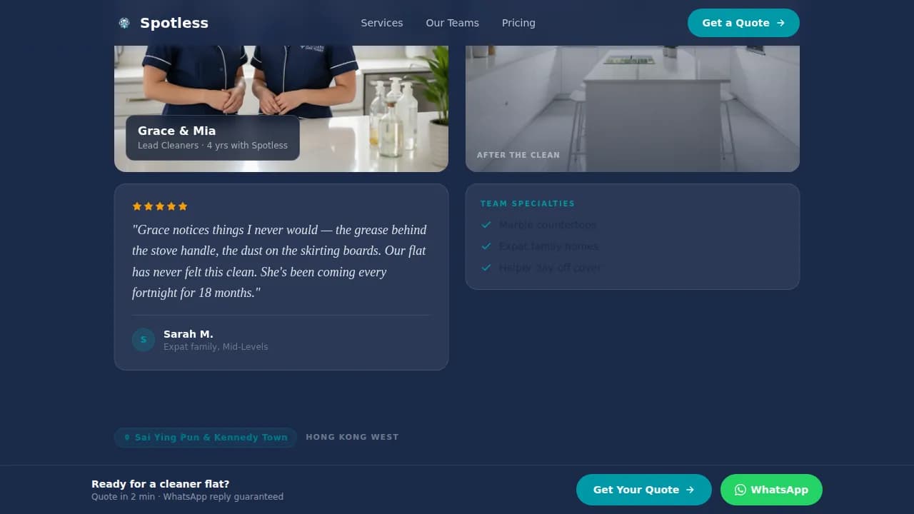 Immaculate — Trusted Cleaning Service Landing Page Template