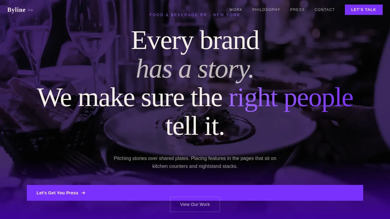Byline - Manifesto-Driven Food PR Agency Landing Page Template