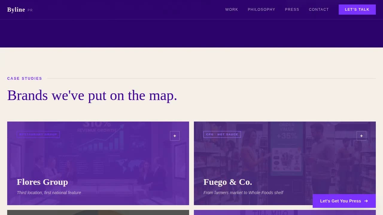 Byline - Manifesto-Driven Food PR Agency Landing Page Template
