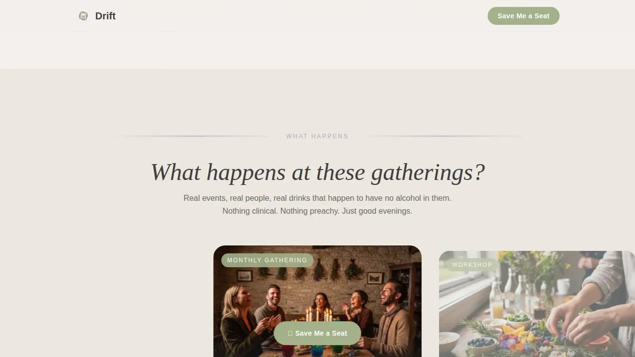 Thrive — Inclusive Alcohol-Free Community Landing Page Template