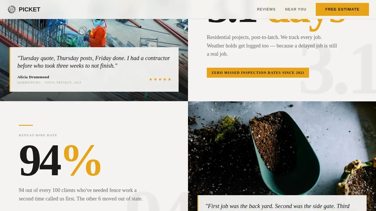 Construct — Fence Builder Landing Page Template