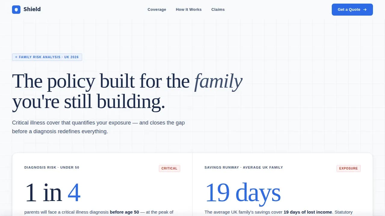 Shield — Comprehensive Family Coverage Landing Page Template
