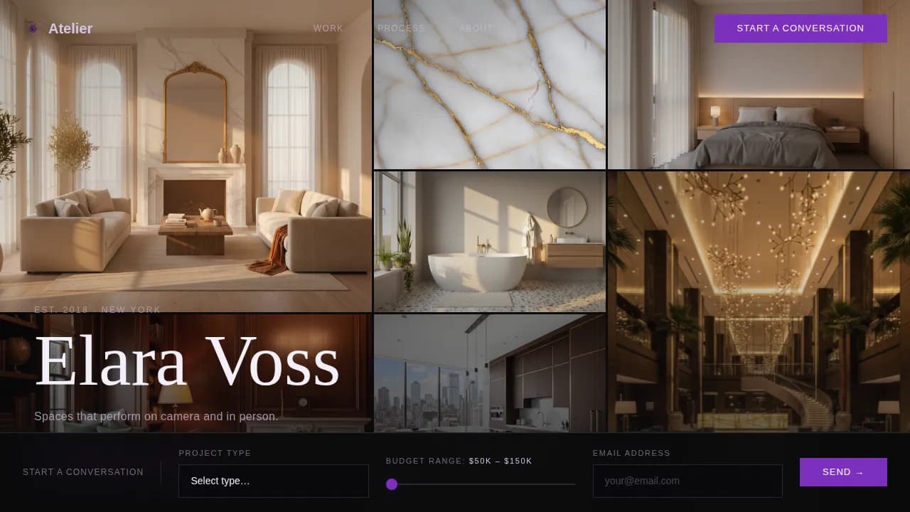 Studio — Immersive Interior Design Portfolio Landing Page Template