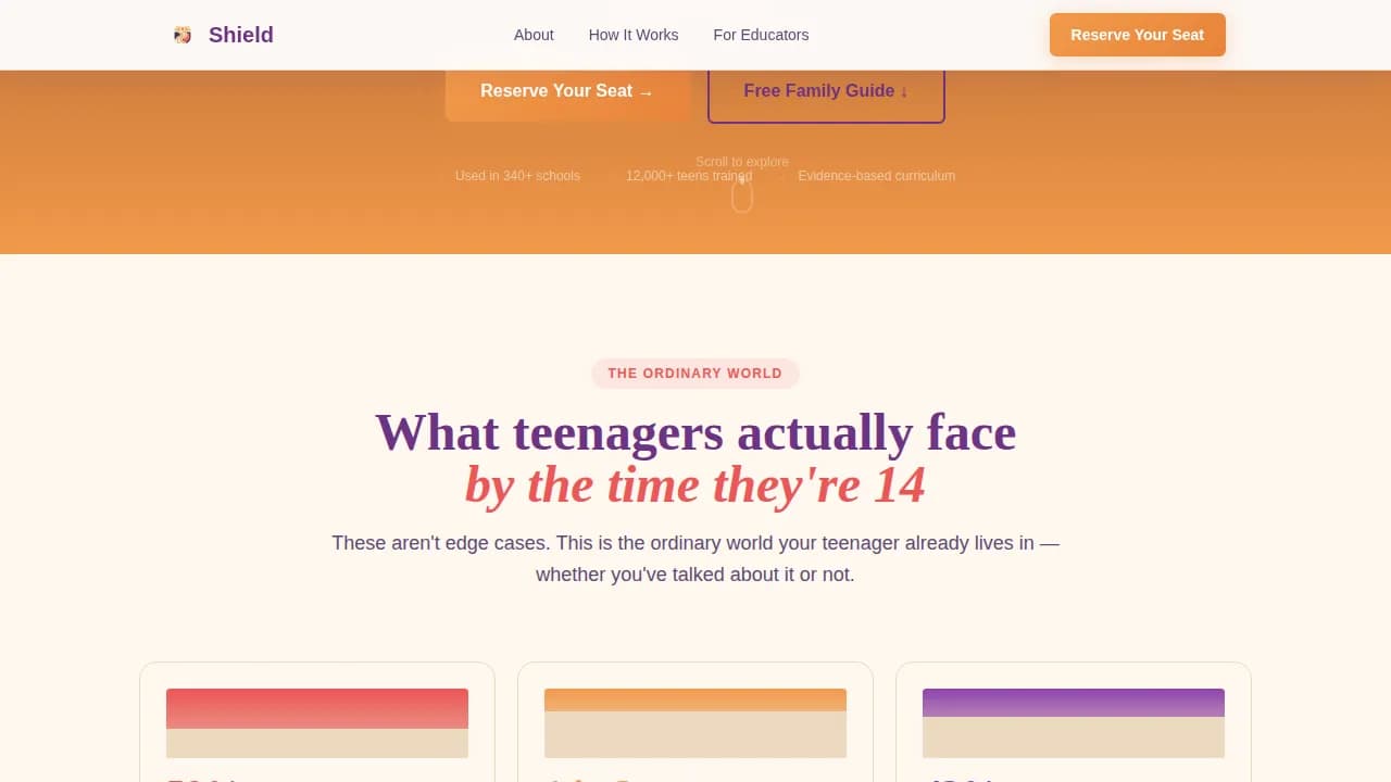 Sentinel — Protective Youth Digital Safety Landing Page Template