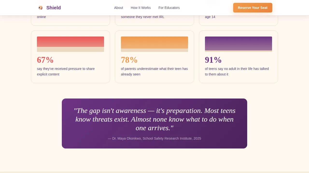 Sentinel — Protective Youth Digital Safety Landing Page Template