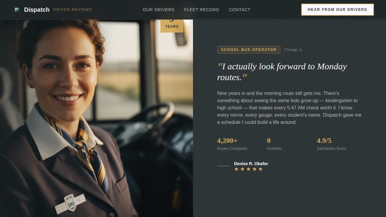 Transit — Expert Driver Testimonial Landing Page Template