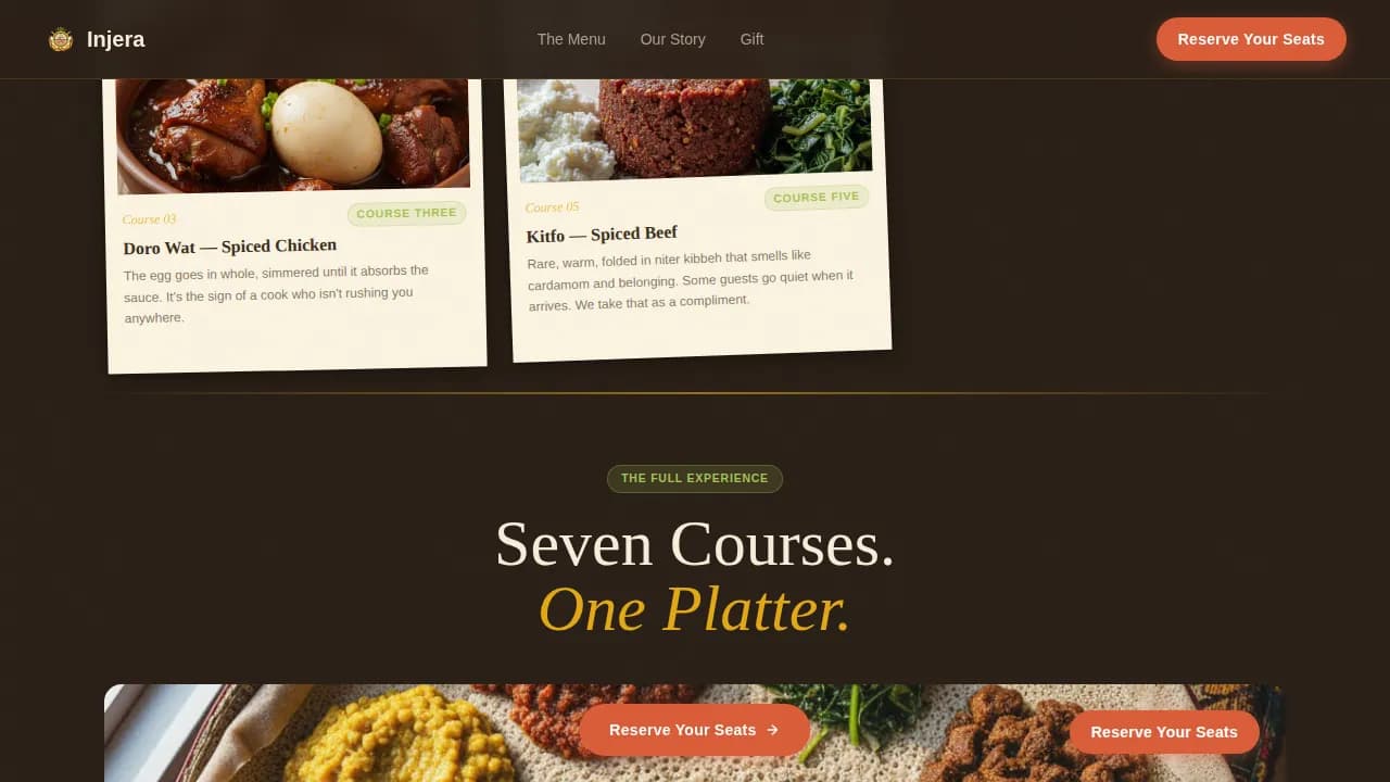 Flavor — Authentic Ethiopian Cuisine Landing Page Template